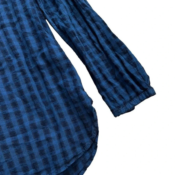 Lucky Brand Blue Checked Cotton Knit Top M - Picture 2 of 4